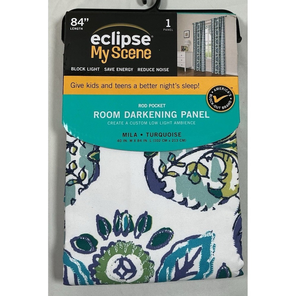 Eclipse 40" x 84" Olivia Green Rod Pocket Blackout Curtain Panels